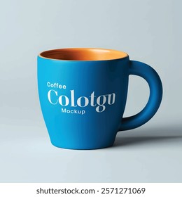 mug mockup blue color clean design well decorated with biscuits