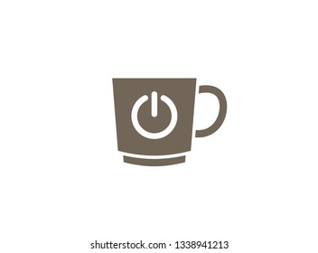 Mug with on and off symbol a cup icon for logo design illustration
