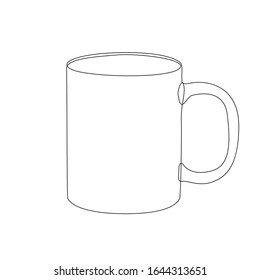 Mug One Line Drawing On White Stock Vector (Royalty Free) 1644313651