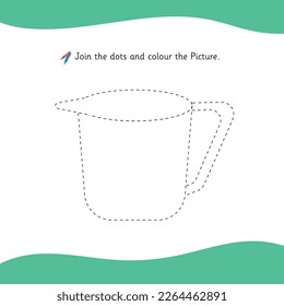 Mug outline, Beaker outline, jug outline, Color the picture activity