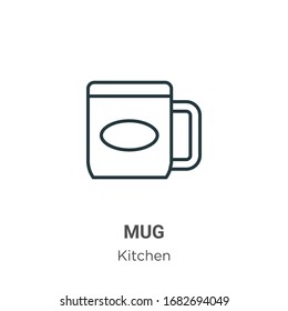 Mug outline vector icon. Thin line black mug icon, flat vector simple element illustration from editable kitchen concept isolated stroke on white background