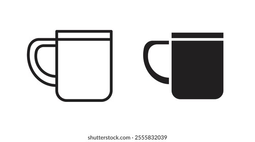 Mug outlined and solid icon vector collection.