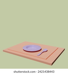 Mug and Plate concept. Realistic 3d object cartoon style.