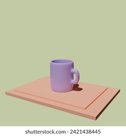 Concepto de jarra y platija. Estilo real de dibujos animados en 3d.