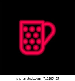 Mug red glowing neon ui ux icon. Glowing sign logo vector