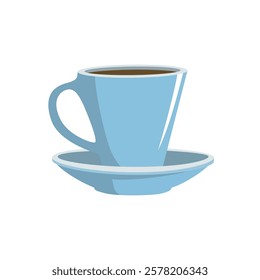 A mug with saucer. A coffee or tea cup. Vector illustration. Isolated on white background