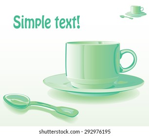 Mug with saucer and spoon