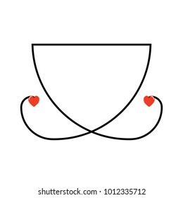 Mug shape with a heart for Valentine's Day. Vector illustration of a cup isolated on white background. 