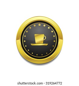 Mug Sign Golden Vector Icon Button