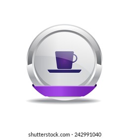Mug Sign Purple Vector Icon Button