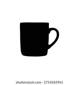 Diseño plano del Vector de la silueta de la taza en el fondo blanco.