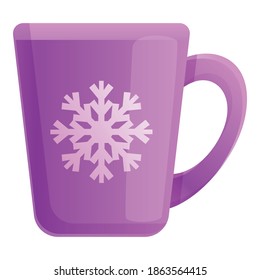 Mug with snowflake icon. Cartoon of mug with snowflake vector icon for web design isolated on white background