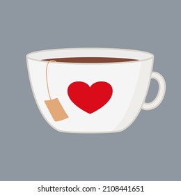 Mug with something and a heart Vector illustration isolated on gray background