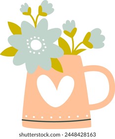 Mug With Spring Flowers Vector Illustration