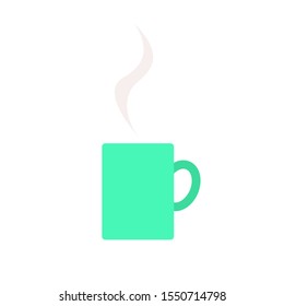 Mug with steam simple icon in flat style. Vector illustration isolated on white background