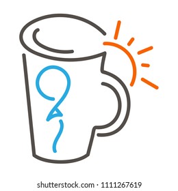  Mug, sun balloon. Greeting, postcard, poster. Vector illustration