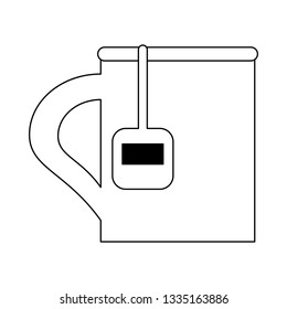 Mug with tea bag black and white