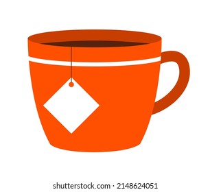 A mug of tea with a bag. Hot drink. Vector illustration isolated on white background