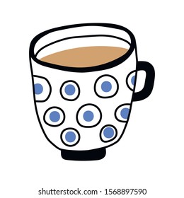 Mug for tea or coffee. Illustration for greeting card, decoration, scrapbooking or other design.