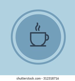 A mug of tea or coffee with smoke in a circle. Vector icon.