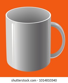 
mug for tea and coffee white on an orange background