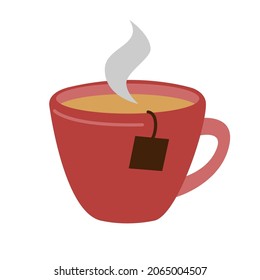 Mug of tea, icon. Tea bags. Hot drink. Design element. Simple vector illustration in flat style.