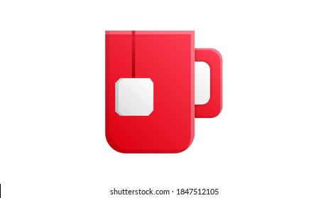 Mug with tea icon. Vector illustration of a mug with a tea bag. Hand drawn mug tea