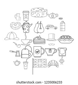 Mug of tea icons set. Outline set of 25 mug of tea vector icons for web isolated on white background
