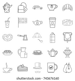 Mug of tea icons set. Outline set of 25 mug of tea vector icons for web isolated on white background