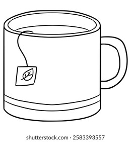 mug of tea illustration hand drawn outline vector