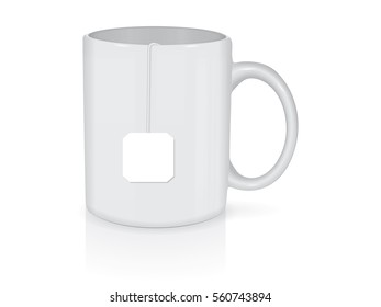 mug with tea mock up vector template