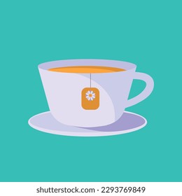 Mug With tea and steam in a flat style