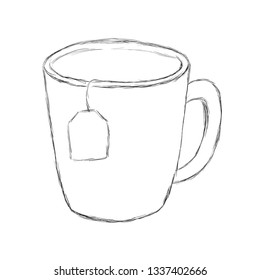 Mug with tea. Vector illustration on white background.