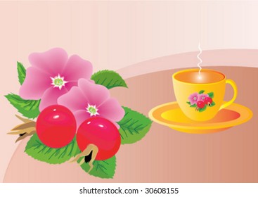 mug of tea with wild rose