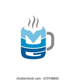 MUG Text with Cup Shape Logo Template For Food and Drink