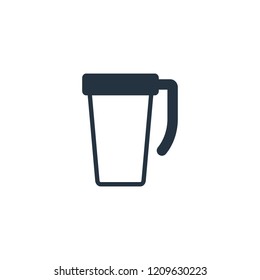Mug thermos isolated flat icon on white background, 400 coffee set, logo and sign