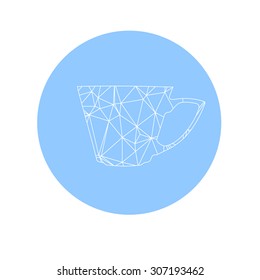 Mug in trendy triangle polygon style. Clean thin vector illustration