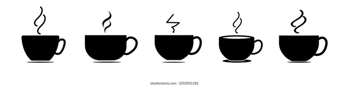 Mug Vector Art, Coffee cup icon, Tea cup icon set. Cups of coffee and tea symbol collection. cup a coffee icon, Hot coffee cup icon isolated, Tea Mug with steam. tea pot clipart isolated.