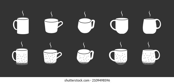 Mug vector icon on black background.