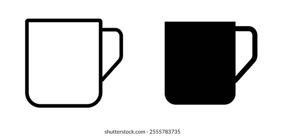 Mug vector icon set in black color.