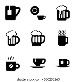 mug vector icons. Set of 9 mug filled icons such as dish, tea cup, tea, coffee