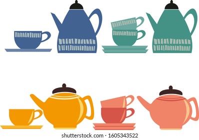 Mug vector illustration . coffee cups. 
Illustration of teapot .