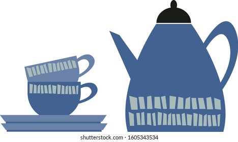 Mug vector illustration . coffee cups. 
Illustration of teapot .