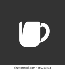 Mug vector logo isolated on a black background. Icon silhouette design template. Simple symbol concept in flat style. Abstract sign, pictogram for web, mobile and infographics