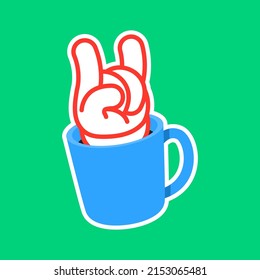 mug vector with metal hands