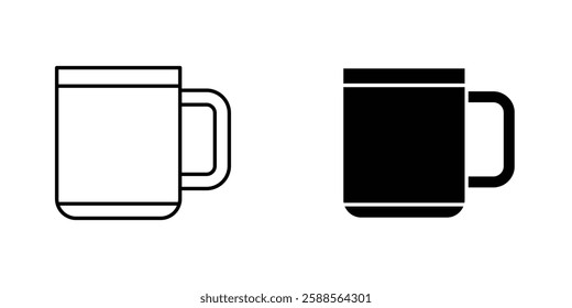 Mug vectors icons set in filled and strokes on white background