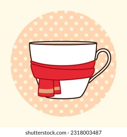 A mug with a winter scarf. Vector illustration
