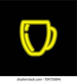 Mug yellow glowing neon ui ux icon. Glowing sign logo vector
