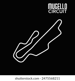 mugello circuit for motorsport and autosport. italy grand prix race track. Black background	