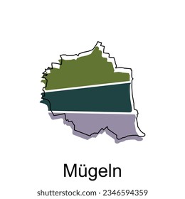 Mapa de la ciudad de Mugeln. mapa vectorial de la plantilla de diseño del país alemán con un estilo de color gráfico de contorno sobre fondo blanco
